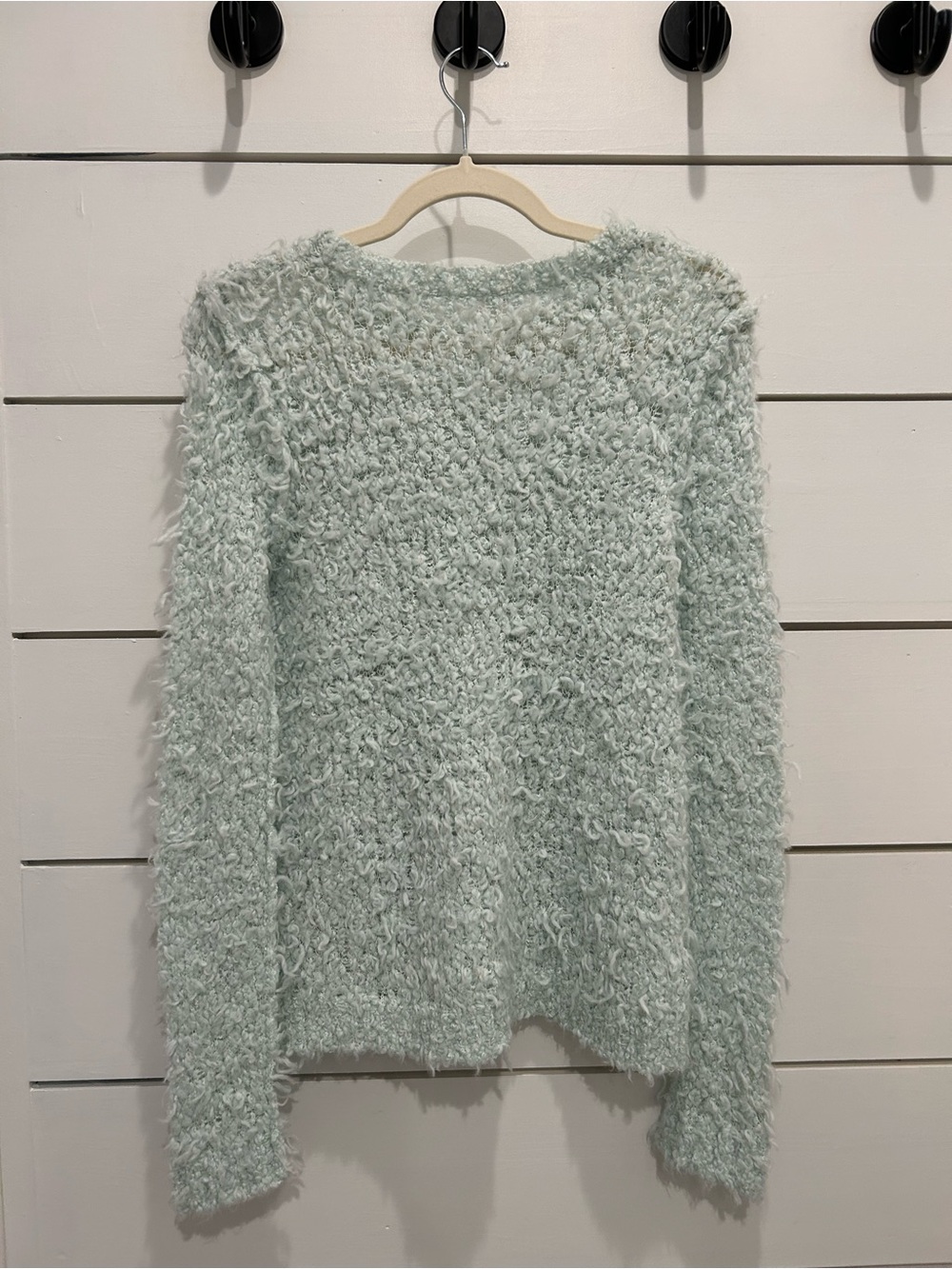 NWT Free People Crashing Waves Long Sleeve - Mint Green Boucle/Textured Fabric